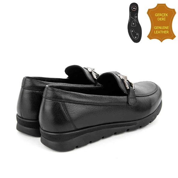 Muya Geluk 6 Nokta Anatomik %100 Deri Kadın Ayakkabı Siyah - Resim 4