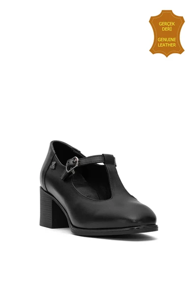 Venüs 2512705Y Vintage Topuklu Mary Jane Model Kadın Deri Ayakkabı SİYAH M ürün görseli