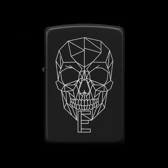 Benzinli Çakmak Kuru Kafa Figürlü E Harfli Tasarım - V65 ürün görseli 1