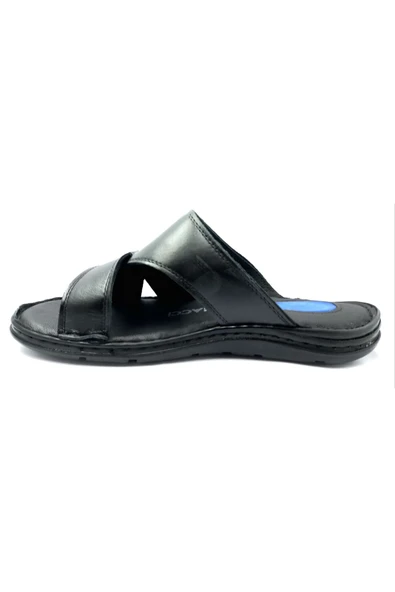 253 Siyah Erkek Jelli Kapalı Hakiki Deri Terlik - Resim 5