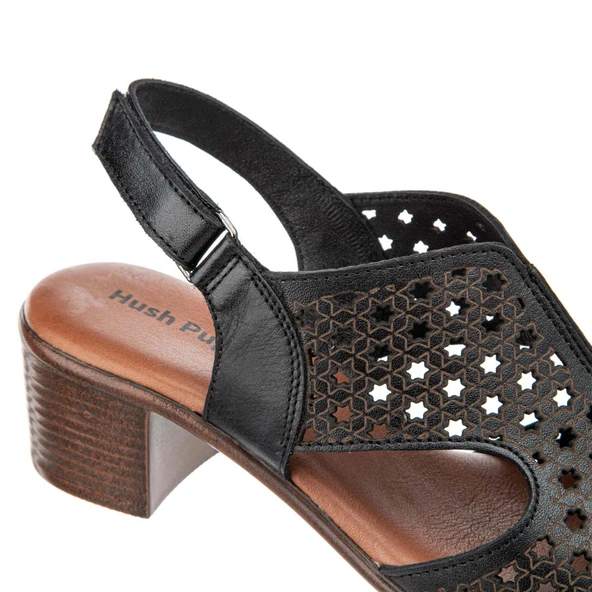 Hush Puppies Fito 624216 Hakiki Deri Kadın Sandalet Siyah - Resim 3