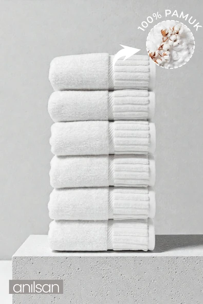 6'lı Halsey El Havlusu - 50x90 Cm, 300Gr, %100 Pamuk, Spa Ve Otel Havlusu, Günlük Kullanıma Uygun ürün görseli 1