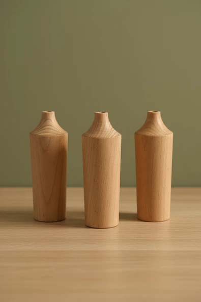 Ahşap Dekoratif Vazo 3'lü Lignum - Resim 5