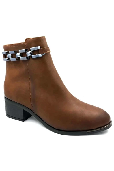 PUNTO 325035 Taba 5 Cm Fermuarlı Kadın Bot - Resim 3