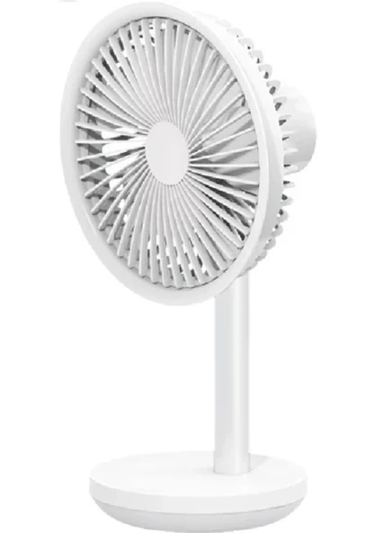Vantilatör USB Şarj Masaüstü Şarjlı Otomatik Döner Başlıklı Vantilatör Elektrik Fan Beyaz ürün görseli