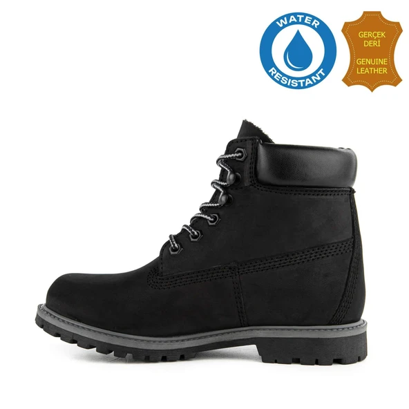 Hush Puppies Empresa 725039 Gerçek Deri, Anatomik, WaterResist Kadın Bot Siyah - Resim 3