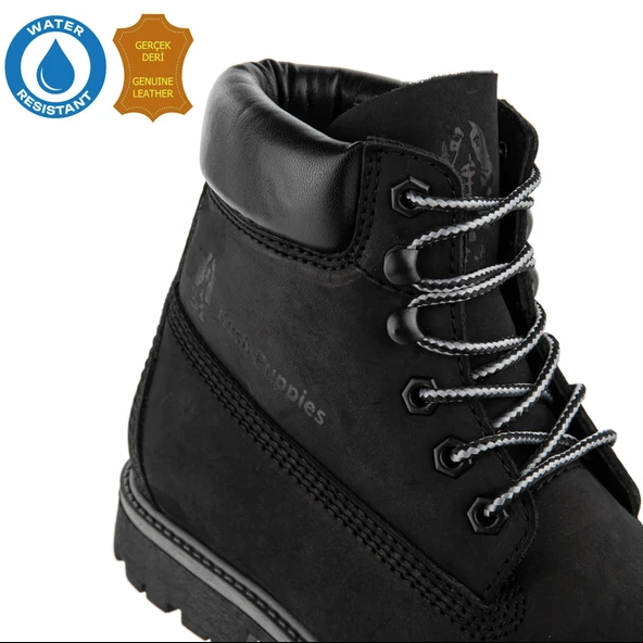 Hush Puppies Empresa 725039 Gerçek Deri, Anatomik, WaterResist Kadın Bot Siyah - Resim 4