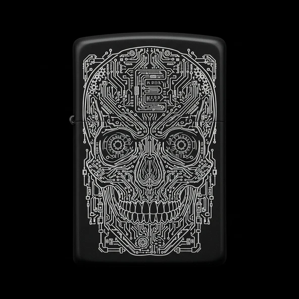 Benzinli Çakmak Kuru Kafa Figürlü E Harfli Tasarım - V68 ürün görseli