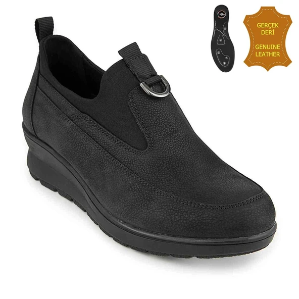 Muya Zapata 6 Nokta Anatomik %100 Deri Kadın Ayakkabı Siyah ürün görseli