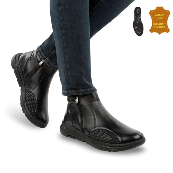 Muya Helix 6 Nokta Anatomik-Kemik Çık. Erkek Bot Siyah - Resim 4