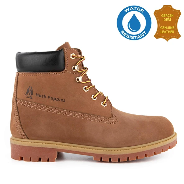 Hush Puppies Helppo 725812 Gerçek Deri, Anatomik, WaterResist Erkek Bot Tarçın - Resim 2