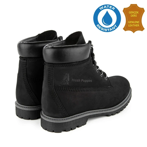 Hush Puppies Empresa 725039 Gerçek Deri, Anatomik, WaterResist Kadın Bot Siyah - Resim 5