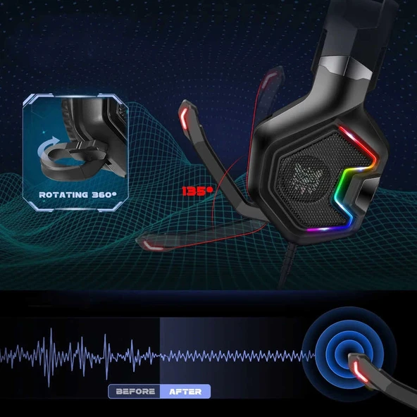 Zore Onikuma K10 Pro RGB Oyuncu Kulaklığı 3.5mm - Resim 5