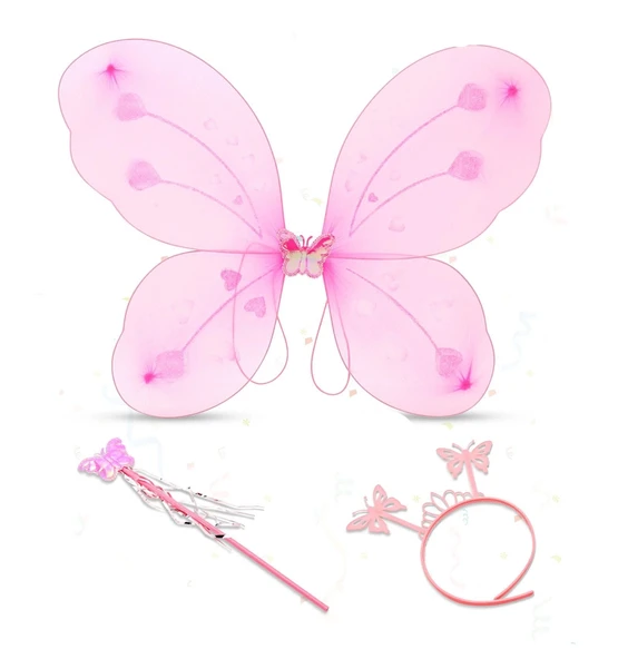 Litae Trend Toz Pembe Renk Kelebek Kanadı Tacı Ve Sopası 50x37 Cm ürün görseli 1