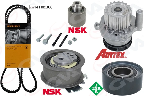 GVA 59WPK7526 DEVİRDAİMLİ EKSANTRİK GERGİ KİTİ PASSAT-JETTA-GOLF5-OCTAVIA-A3-A6 2.0TDI 04-06 BKP-BKD-BRE-BLB-BMR 03G198119-03G198119B-03G198119D ürün görseli 1