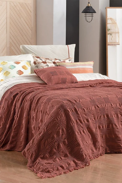 Nerha Çift Kişilik %100 Pamuk Yatak Örtüsü ürün görseli