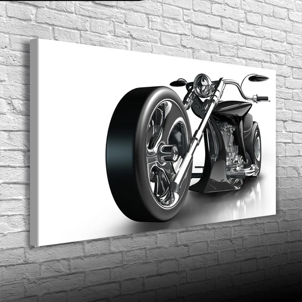 Futuristik Siyah Motosiklet Kanvas Tablo 60 x 120 ürün görseli 1
