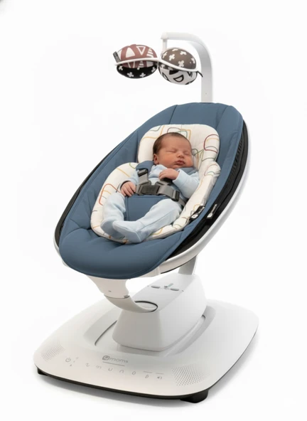 4moms Mamaroo 5.0 Elektrikli Ana Kucağı - Slate Blue + Yenidoğan Destek Pedi - Resim 3