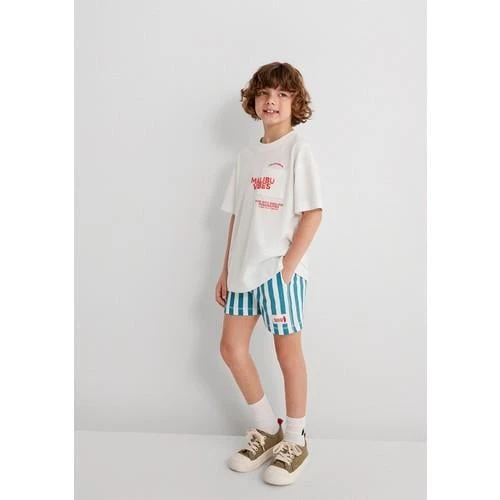 ÇİZGİLİ ÖRME ŞORT - Resim 3