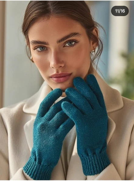 Kışlık Tiriko Kadın Eldiven Turkuaz Yeşili Eldiven ürün görseli 1