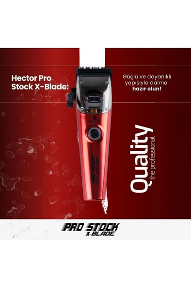Hector Pro Stock X Blade 1100 Devir Profosyonel Tıraş Makinesi Kırmızı - Resim 4
