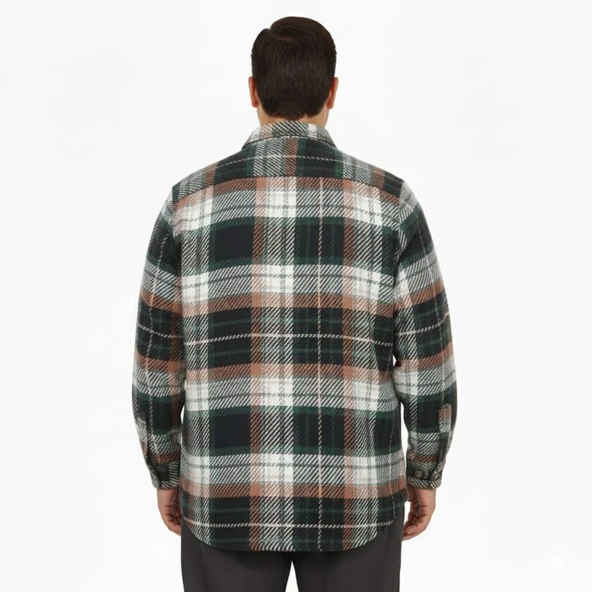 Büyük Beden Gömlek Tek Cep Oduncu 25394 Nefti - Resim 4