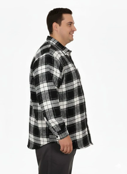 Büyük Beden Gömlek Tek Cep Oduncu 25394 Siyah - Resim 2