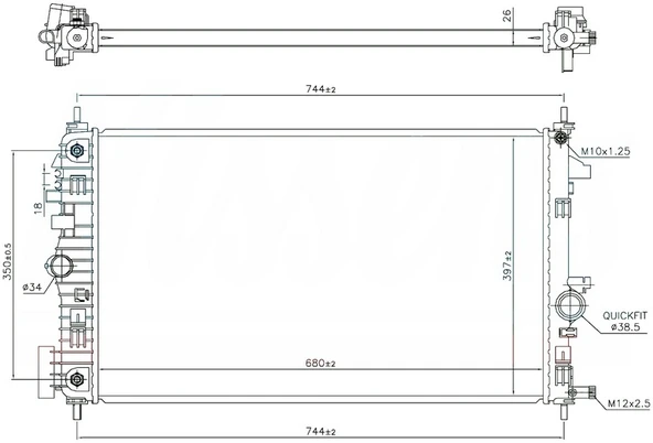 ORIS BOP572026 SU RADYATÖRÜ OPEL INSIGNIA A 09>17 OTOMATİK 1.6 CDTI - 2.0 CDTI B16DTH-DTJ-B20DTH 95530545-39086761-13437347-1300374 ürün görseli 1