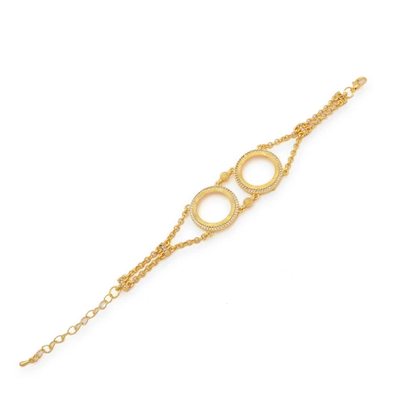 Altın Kaplama İmitasyon Zirkon Taşlı İki Çeyrekli Çerçeve Bileklik BLK-1186 ürün görseli