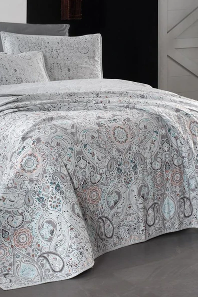 Opava Gri Mood Comfort Çift Kişilik %100 Pamuk Yatak Örtüsü Seti - Resim 2