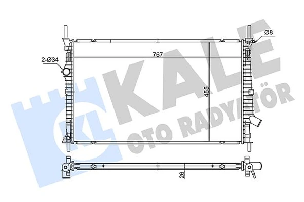 KALE 362680 MOTOR SU RADYATÖRÜ FORD TRANSIT CUSTOM 2.0TDCI ECOBLUE 15> AT MT BRAZING 767x455x26 GK218005BC 1935473-2002228-GK218005BB ürün görseli 1