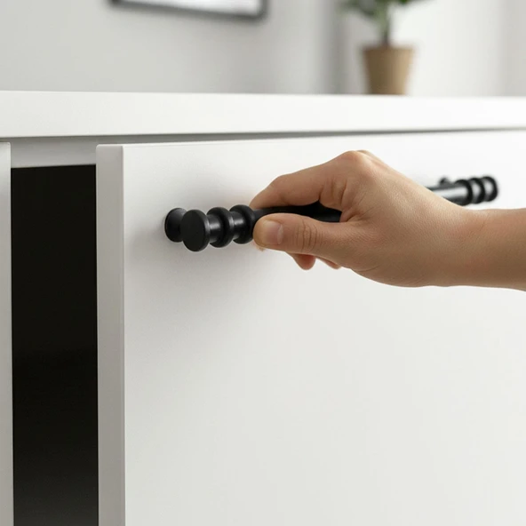 15 Adet Sarmaşık Kulp Mat Siyah 160 mm Kulp Mobilya Mutfak Dolabı Çekmece Dolap Kapak Kulpu Kulbu Metal Kulpları - Resim 6