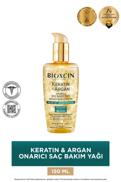Keratin & Argan Onarıcı Saç Bakım Yağı 150 ml - Yıpranmış Ve Hassas Saçlar ürün görseli 1