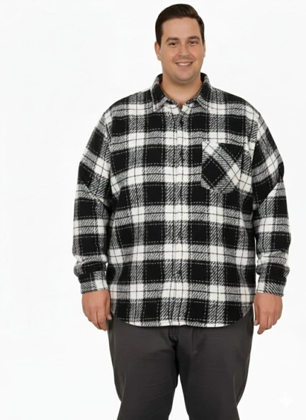 Büyük Beden Gömlek Tek Cep Oduncu 25394 Siyah ürün görseli 1