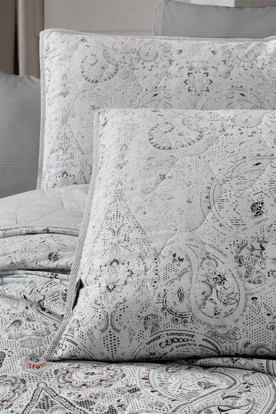 Opava Gri Mood Comfort Çift Kişilik %100 Pamuk Yatak Örtüsü Seti - Resim 5