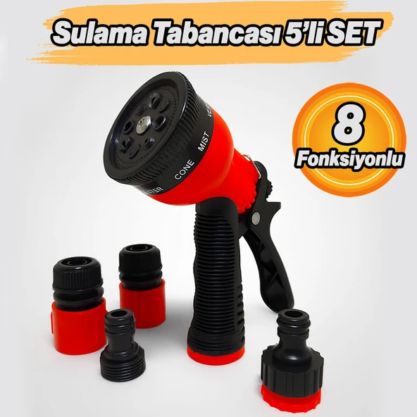 Ayarlanabilir Bahçe Sulama 8 Fonksiyonlu Tabancası Dayanıklı Yüksek Basınçlı Dayanıklı 5'li Set - Resim 2