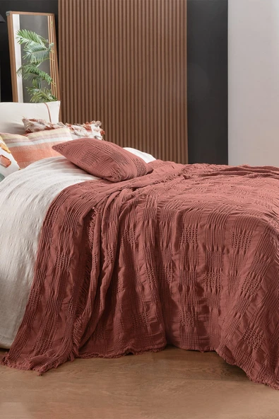 Nerha Çift Kişilik %100 Pamuk Yatak Örtüsü - Resim 4