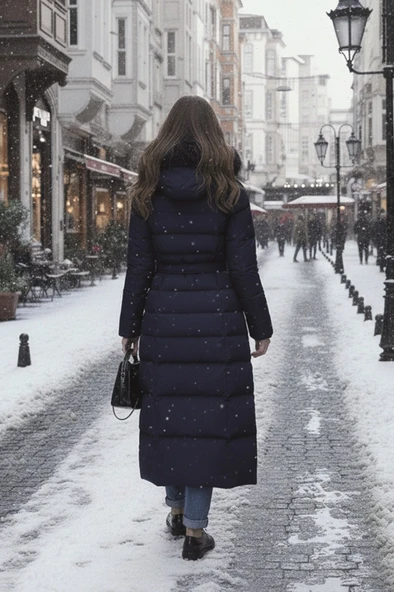 Günlük Kışlık Tam Boy Şişme Kadın Mont - Resim 2