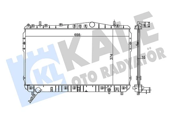KALE 356255 MOTOR SU RADYATÖRÜ MANUEL CHEVROLET LACETTI 05> NUBIRA 05> 1.4-1.6-1.8 16MM AL/BRZ 375x698x16 96553378-96433350-96553422-96553428 ürün görseli 1