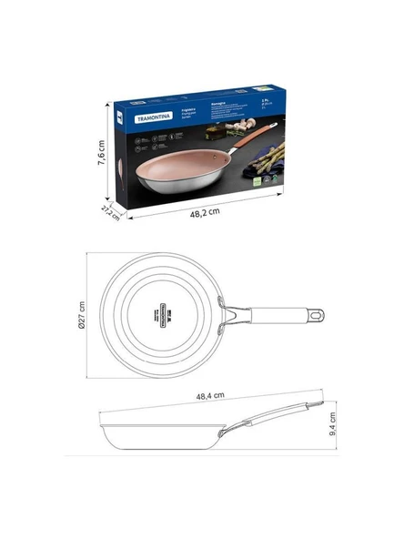 TRAMONTINA ROMAGNA DESERT CLAY 25 CM SERAMİK YÜZEYLİ KIZARTMA TAVASI - Resim 4