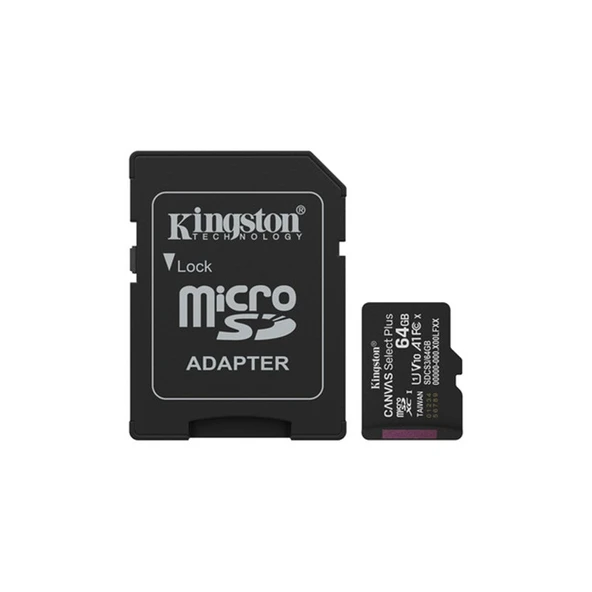 64 GB KINGSTON CANVAS SELECT PLUS MICRO SD CARD CL10 SDCS3/64GB ürün görseli