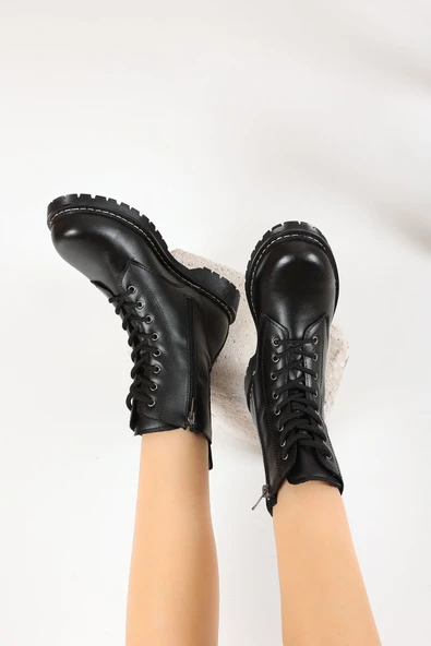 Siyah Günlük Kadın Postal Bot (KAYMAZ, SES YAPMAZ TERMO TABAN) - Resim 2