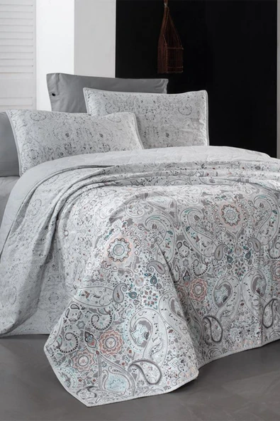 Opava Gri Mood Comfort Çift Kişilik %100 Pamuk Yatak Örtüsü Seti ürün görseli 1