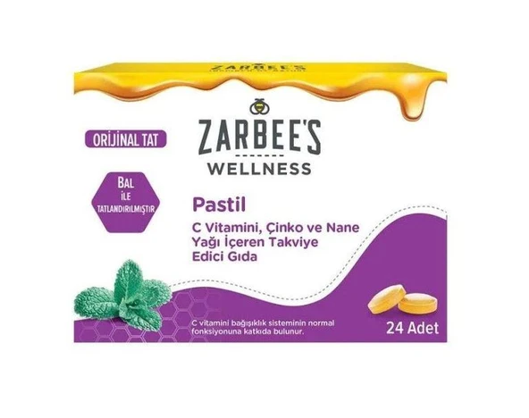 Zarbee's C Vitamini,Çinko ve Nane Yağı İçeren Pastil 24lü ürün görseli 1
