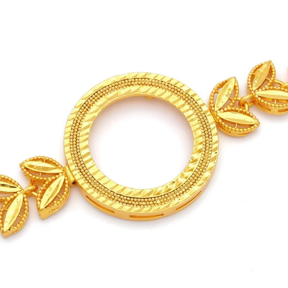 Altın Kaplama İmitasyon  Çiçek Desenli Yarım Çerçeve Bileklik BLK-1185 - Resim 3