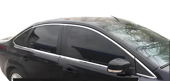 Ford Focus 2 Sedan Cam Çerçevesi 12 Parça 2005-2011 Komple Set Paslanmaz - Resim 2