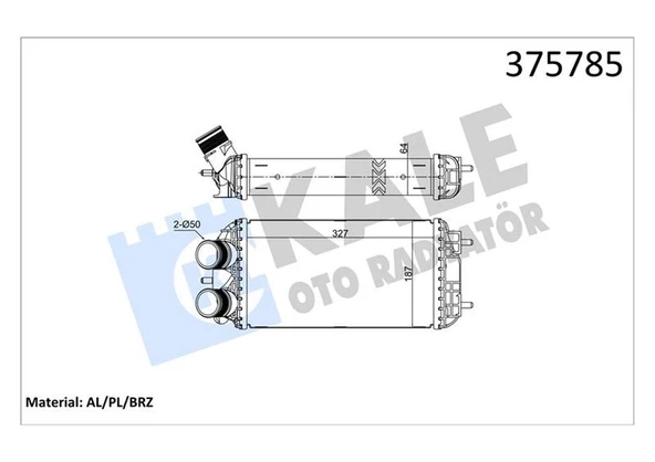 KALE 375785 TURBO RADYATÖRÜ INTERCOOLER OPEL CORSA F 19> MOKKA 20> P208-P2008 19> C4 20> DS3 19> 1.2-1.5 PureTech-BlueHDI BRAZING 327X187X64 98247422-9824742280-98281721 ürün görseli 1