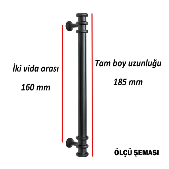 15 Adet Sarmaşık Kulp Mat Siyah 160 mm Kulp Mobilya Mutfak Dolabı Çekmece Dolap Kapak Kulpu Kulbu Metal Kulpları - Resim 2
