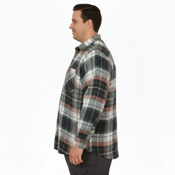 Büyük Beden Gömlek Tek Cep Oduncu 25394 Nefti - Resim 2