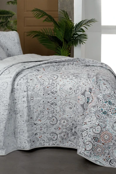 Opava Gri Mood Comfort Çift Kişilik %100 Pamuk Yatak Örtüsü Seti - Resim 4